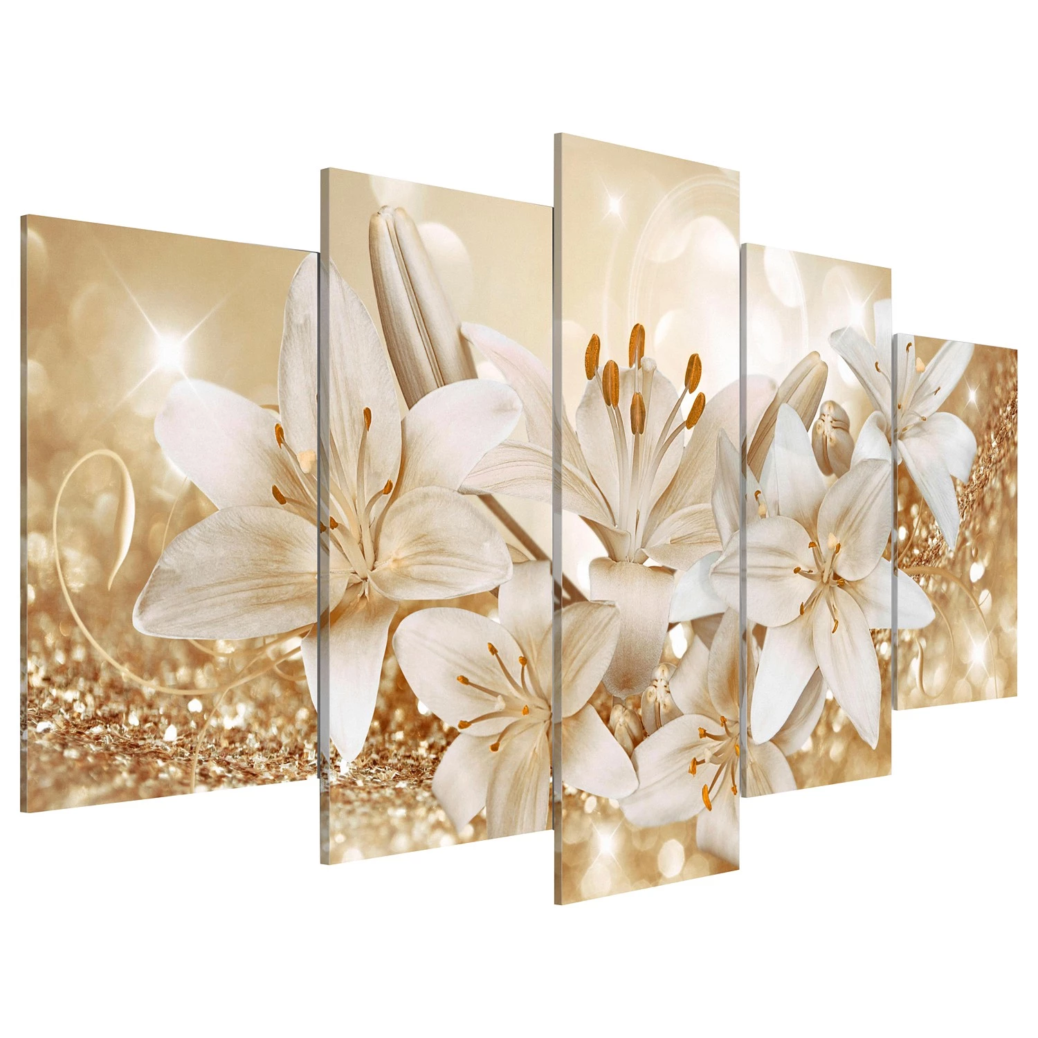 Artgeist Tableau déco plexiglas Golden Bouquet - Plexiglas - Champagne / Doré - 100 x 50 cm