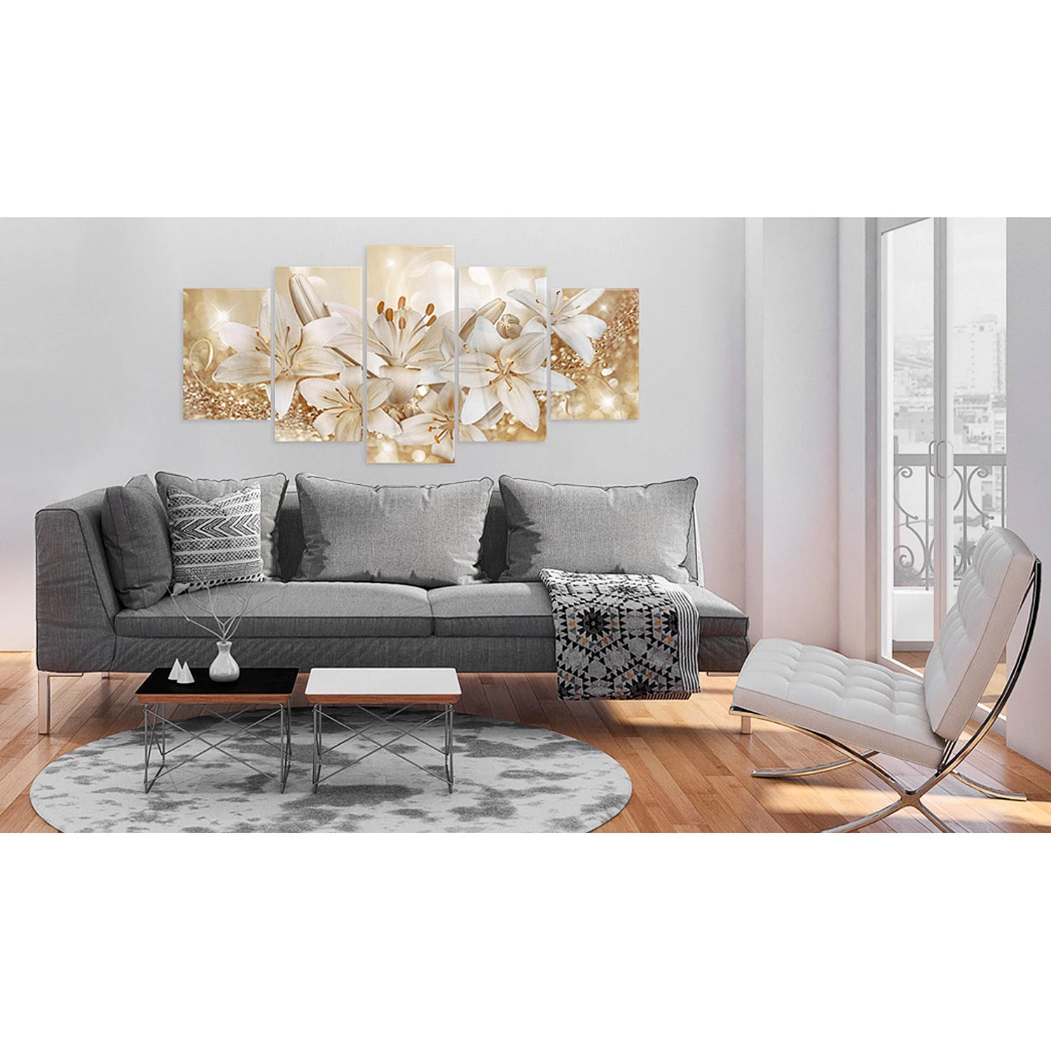 Artgeist Tableau déco plexiglas Golden Bouquet - Plexiglas - Champagne / Doré - 100 x 50 cm – Image 2