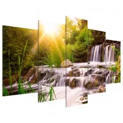 Artgeist Tableau déco plexiglas Forest Waterfall - Plexiglas - Multicolore - 200 x 100 cm