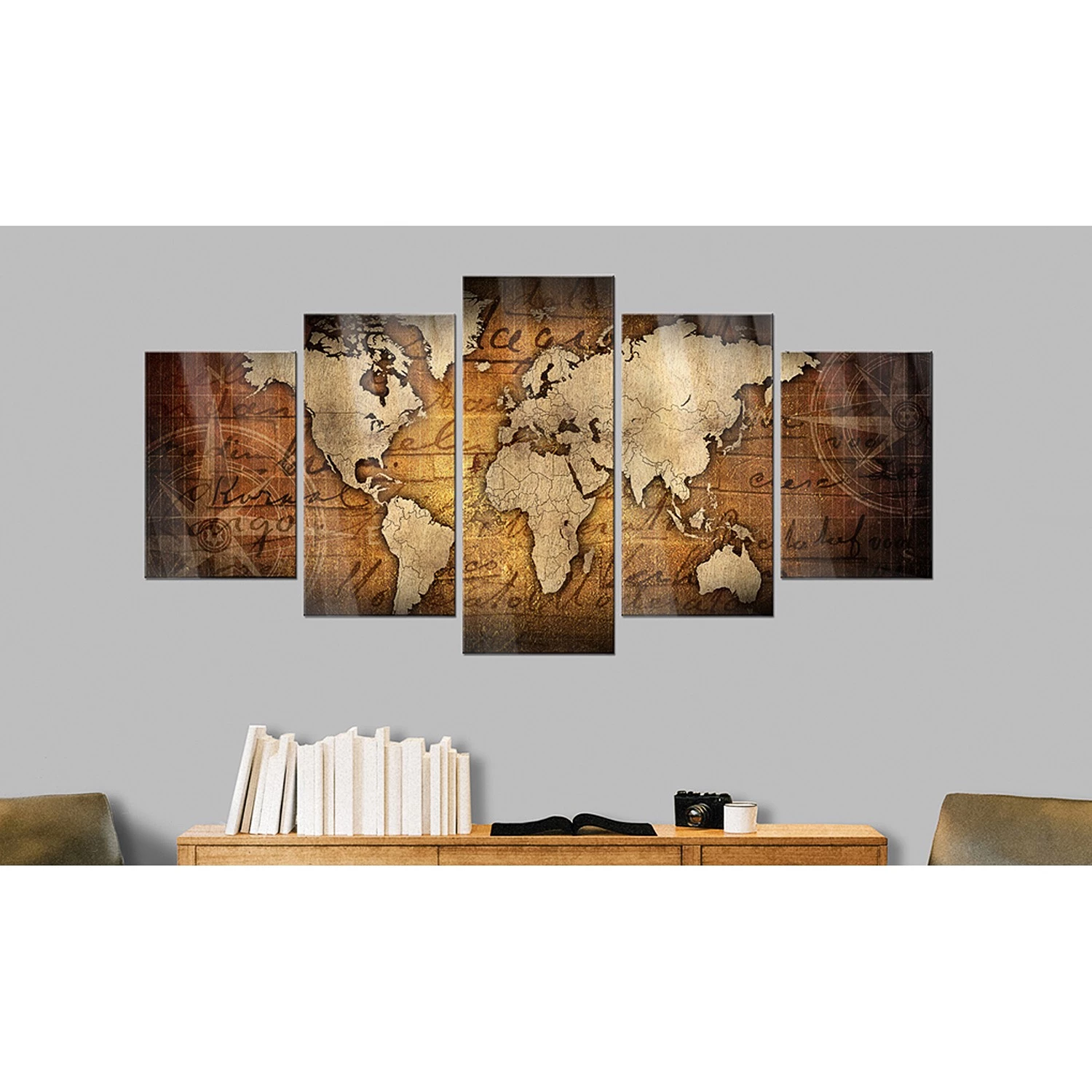 Artgeist Tableau déco plexiglas Bronze Map I - Plexiglas - Marron / Doré - 100 x 50 cm – Image 2