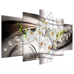 Artgeist Tableau déco Orchid with Diamonds - Lin - Multicolore - 200 x 100 cm