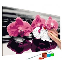 Artgeist Peinture par numéro - Trois Orchidées - Lin - Multicolore - 60 x 40 cm