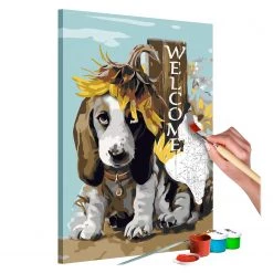 Artgeist Peinture par numéro - Dog & Sunflowers - Lin - Multicolore - 40 x 60 cm