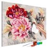 Artgeist Tableau déco Beautiful Peonies - Peinture à points - Lin - Multicolore - 120 x 80 cm