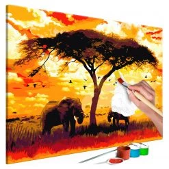Artgeist Peinture par numéro - Africa at Sunset - Lin - Multicolore - 120 x 80 cm