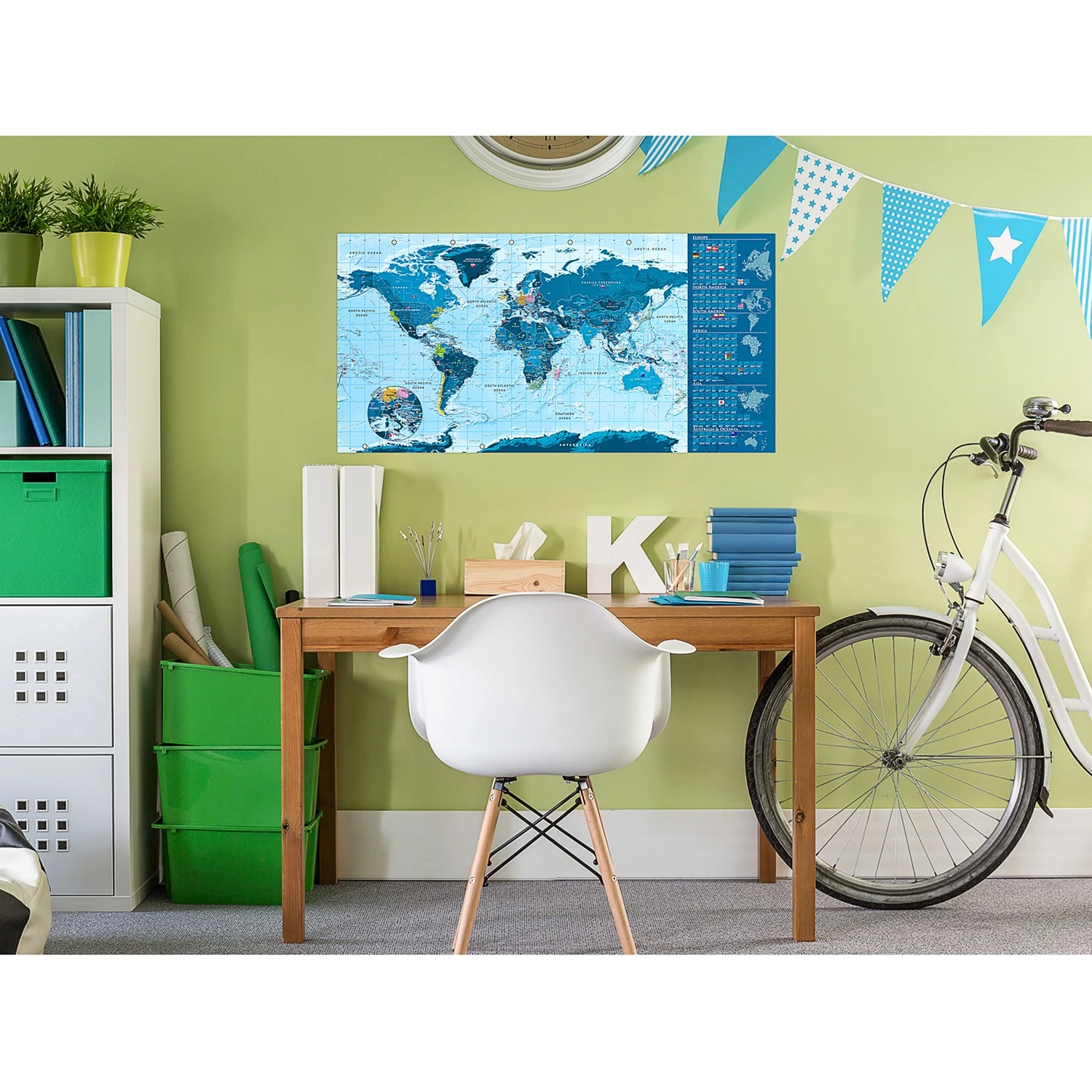 Artgeist Affiche Planisphère I - À gratter - Intissé premium - 100 x 50 cm - Bleu clair – Image 2