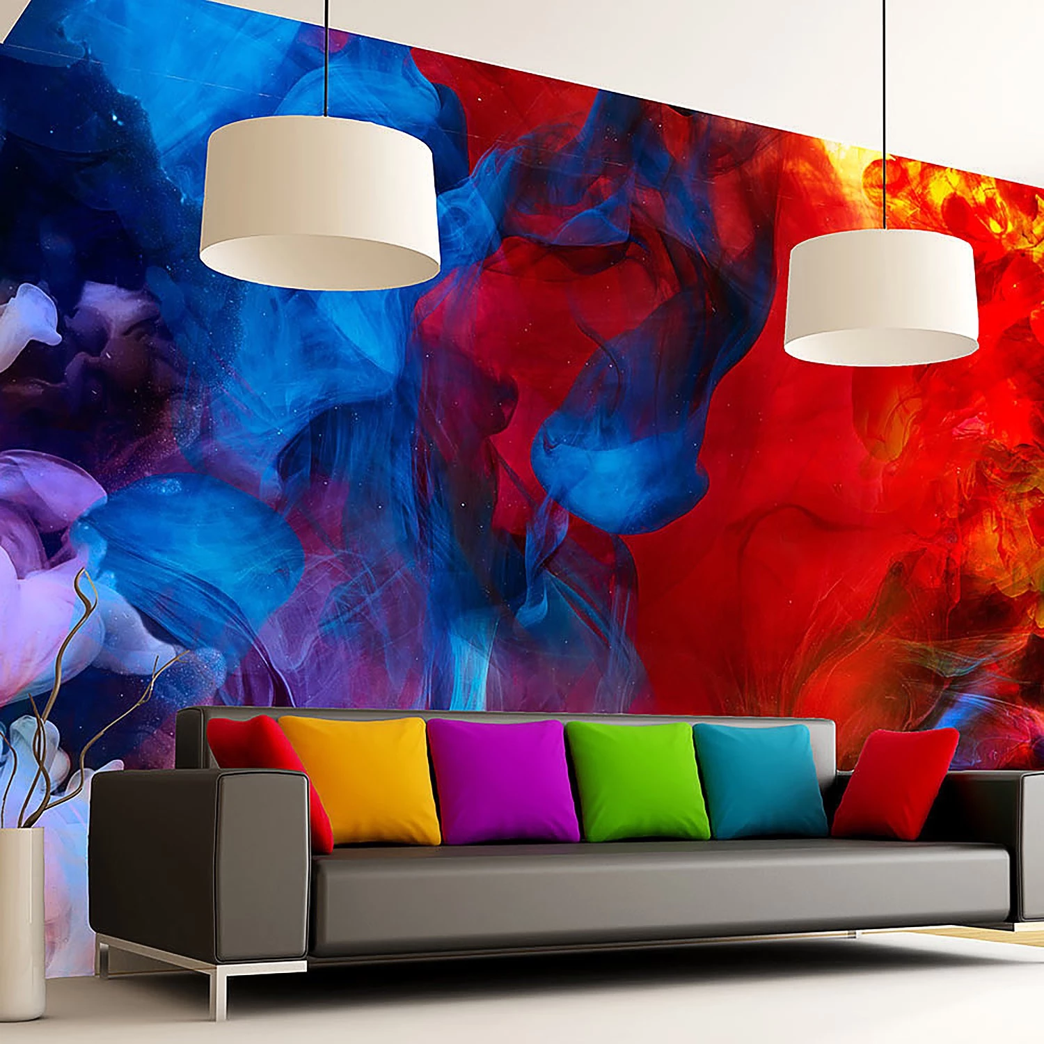 Artgeist Papier peint intissé Colored Flames - Intissé premium - Multicolore - 100 x 70 cm – Image 2