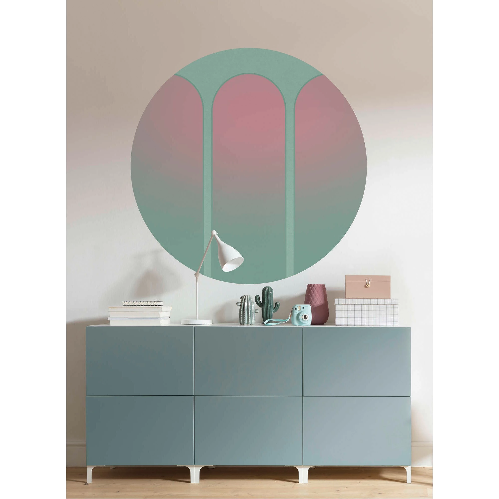 Komar Papier peint intissé Three Doors - Encre au latex / Intissé - Vert / Rose – Image 2