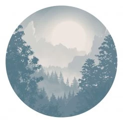 Komar Papier peint intissé Blue Valley - Encre au latex / Intissé - Bleu / Blanc