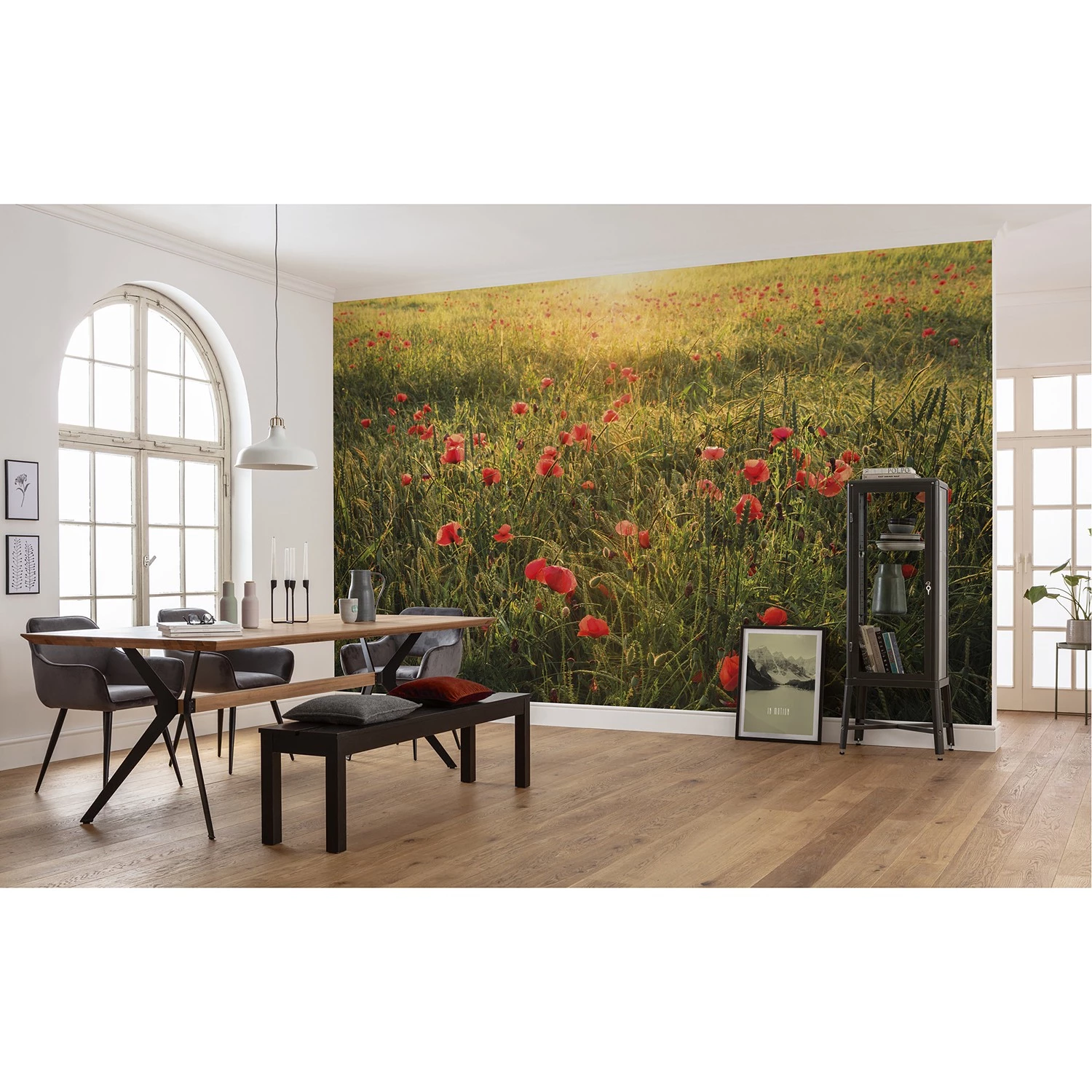 Komar Papier peint intissé Poppy World - Intissé - Vert / Rouge – Image 2