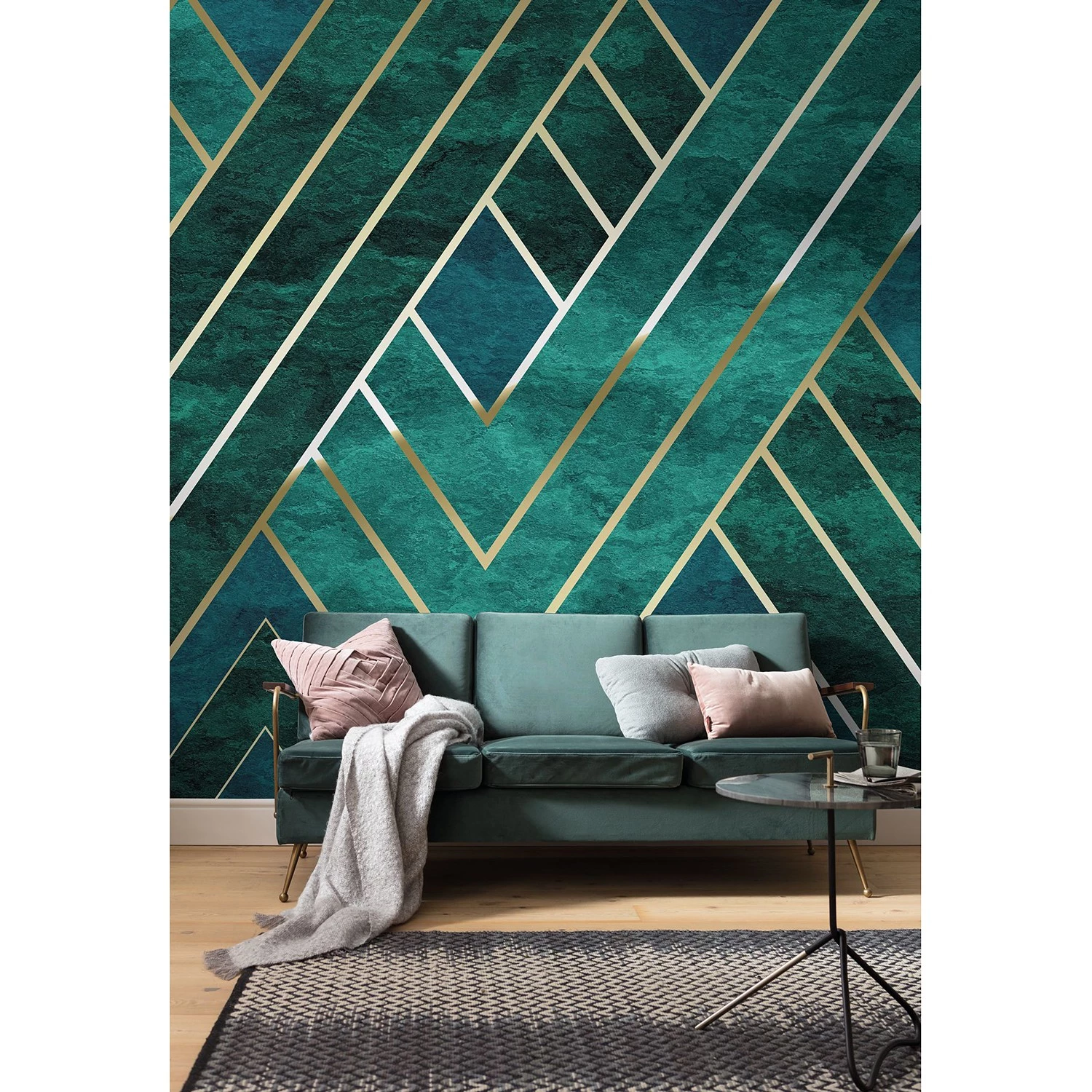 Komar Papier peint intissé Artdeco - Intissé - Vert / Doré – Image 2