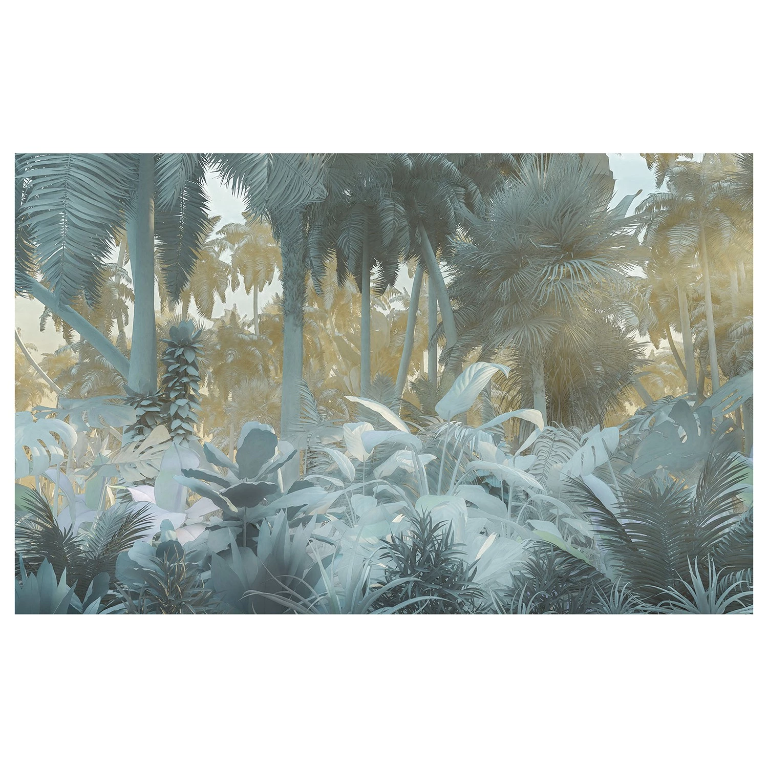 Komar Papier peint intissé Misty Jungle - Intissé - Gris / Vert