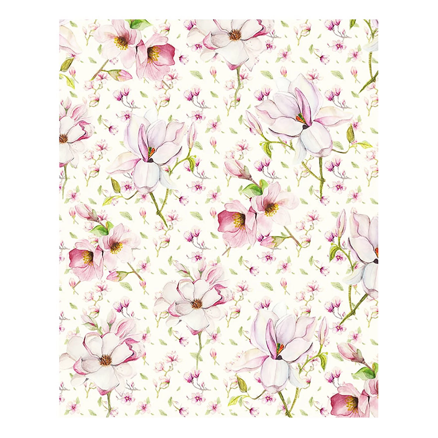Komar Papier peint intissé Magnolia - Intissé - Rose / Blanc - Largeur : 200 cm
