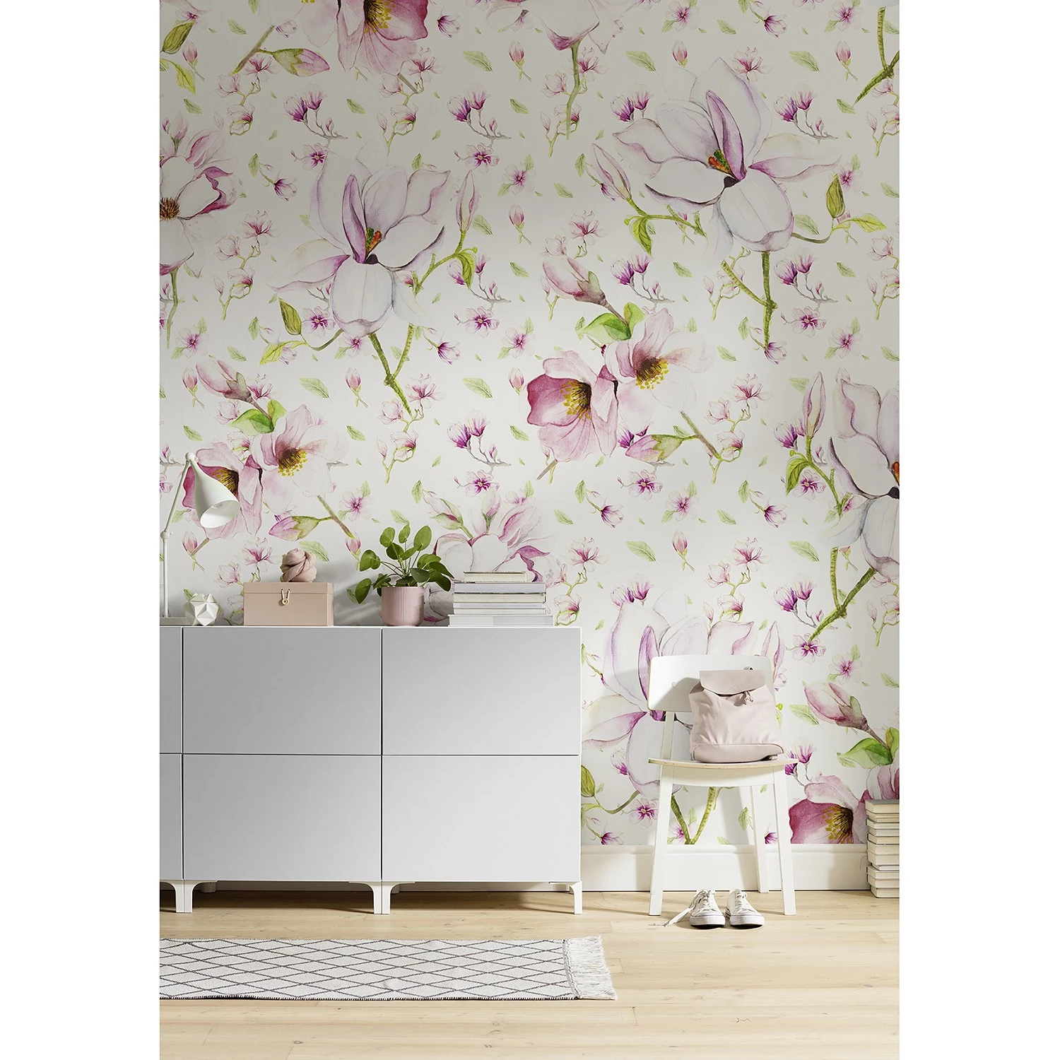 Komar Papier peint intissé Magnolia - Intissé - Rose / Blanc - Largeur : 200 cm – Image 2