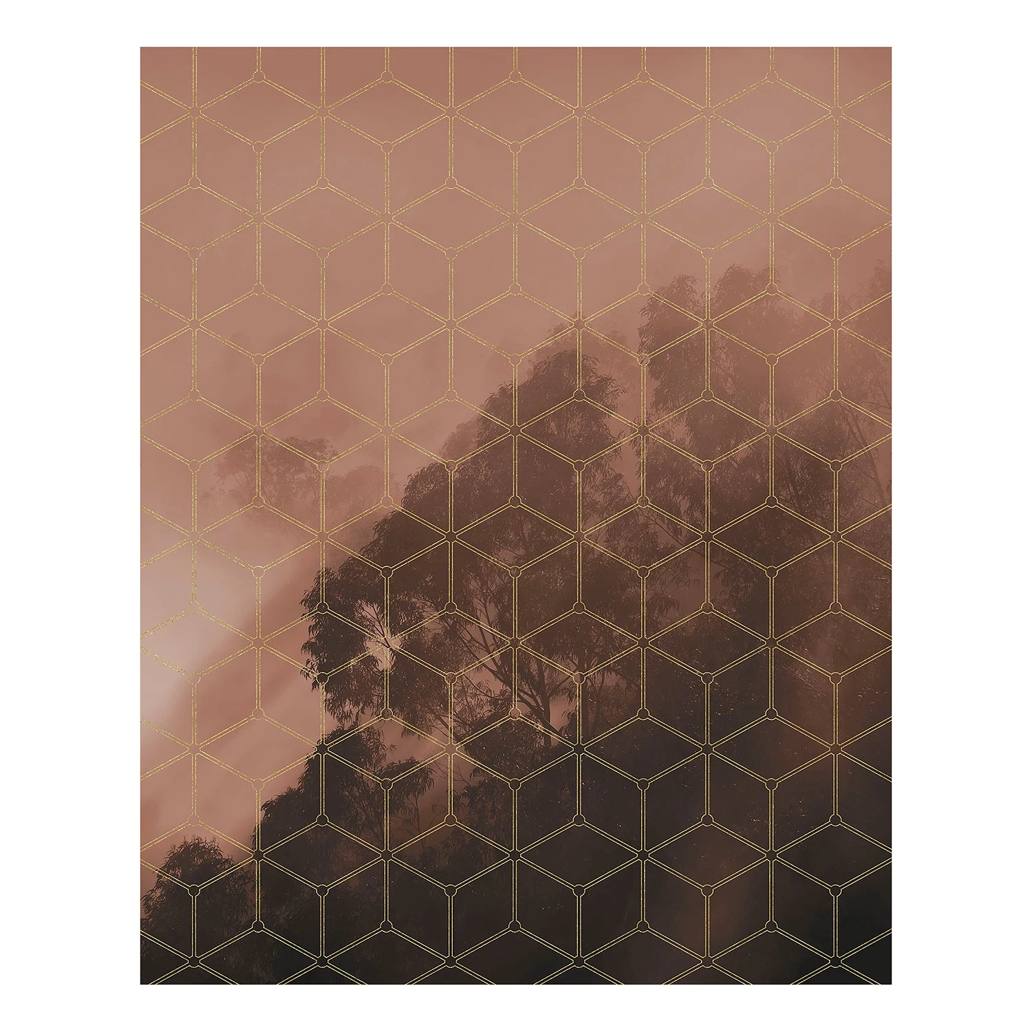 Komar Papier peint intissé Golden Grid - Intissé - Marron