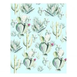 Komar Papier peint intissé Cactus Blue - Intissé - Vert / Bleu - Largeur : 200 cm