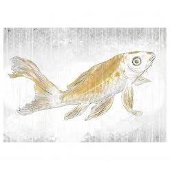 Komar Papier peint intissé Golden Koi - Intissé - Doré / Gris / Blanc