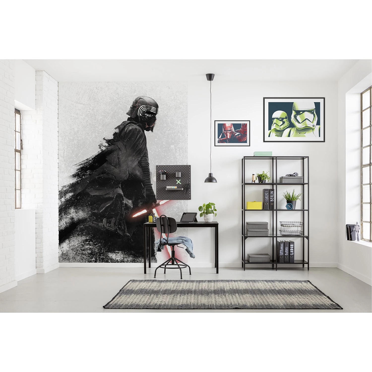 Komar Papier peint Star Wars Kylo Vader Shadow - Intissé - Noir / Blanc – Image 2