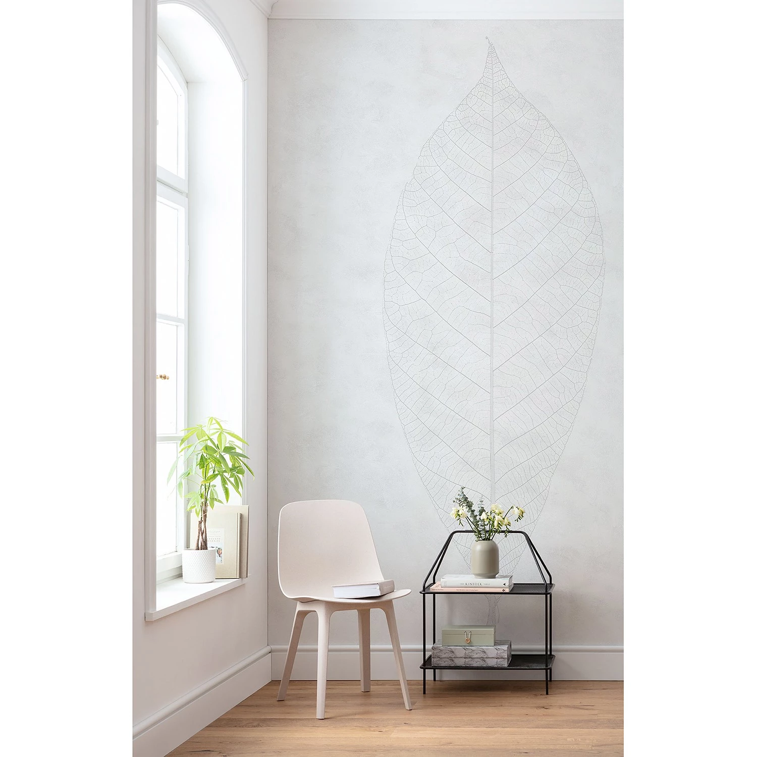 Komar Papier peint intissé Decent Leaf - Intissé - Blanc / Gris – Image 2