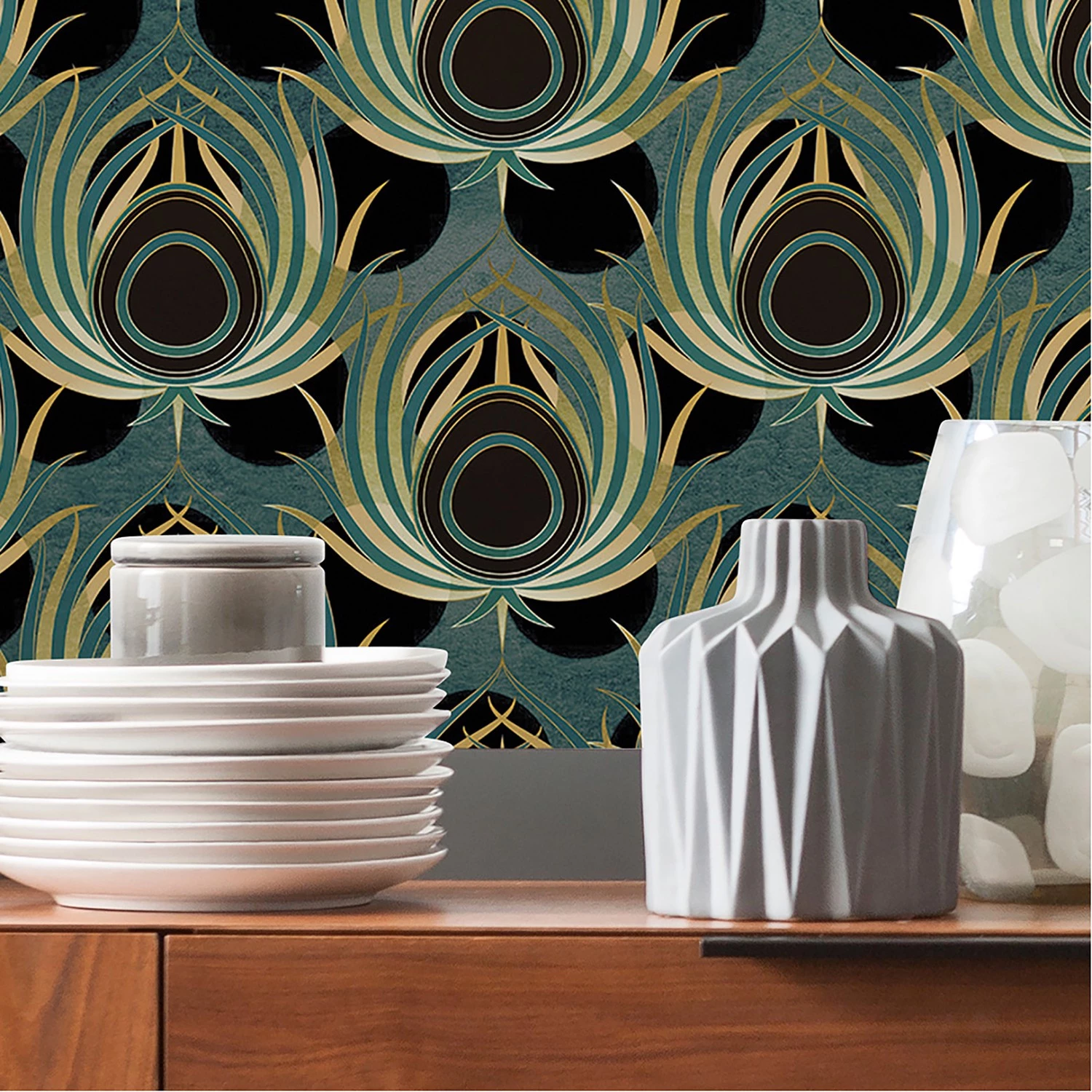 Komar Papier peint intissé Paon Vert - Intissé - Vert – Image 2