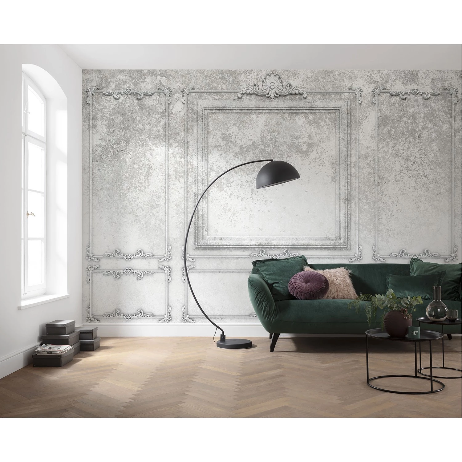 Komar Papier peint intissé Patina Panels - Intissé - Blanc / Noir / Gris – Image 2