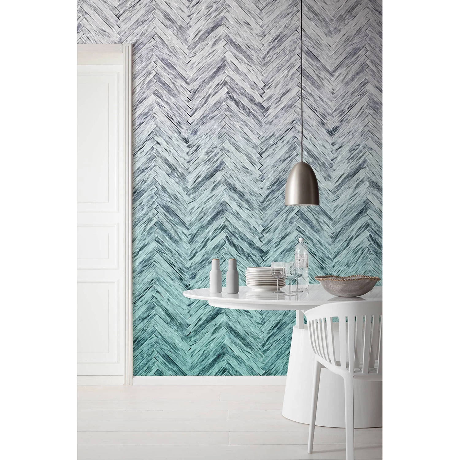 Komar Papier peint intissé Herringbone Mint - Largeur : 400 cm – Image 3