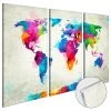 Artgeist Tableau déco World Map : Colour Blast - Tableau déco plexiglas - Multicolore - 60 x 40 cm