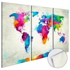 Artgeist Tableau déco World Map : Colour Blast - Tableau déco plexiglas - Multicolore - 60 x 40 cm