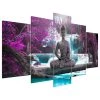 Artgeist Tableau déco Waterfall and Buddha - Toile - Marron - 200 x 100 cm