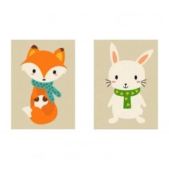 Artgeist Peinture par numéro - Renards et lapins - Toile - Blanc