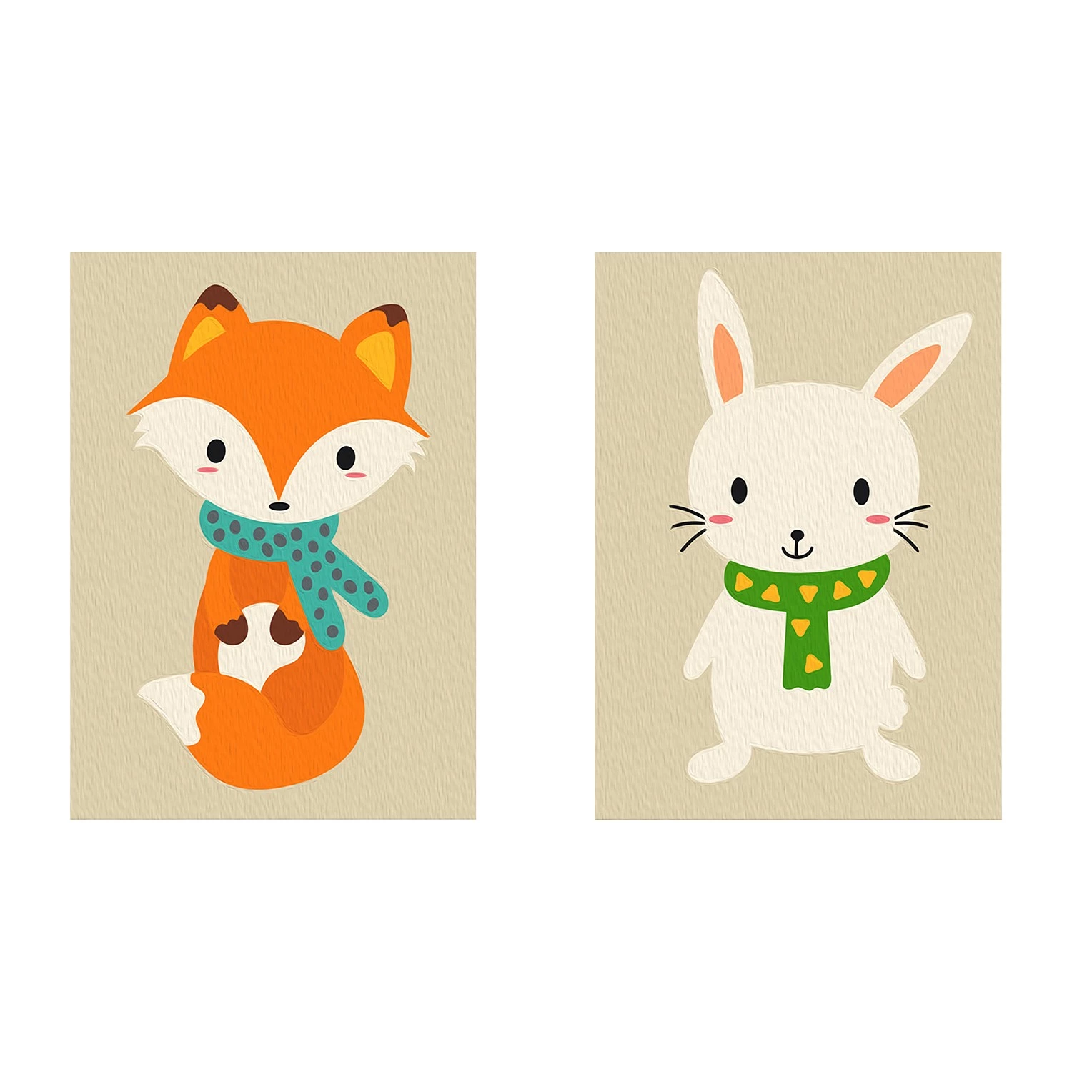 Artgeist Peinture par numéro - Renards et lapins - Toile - Blanc