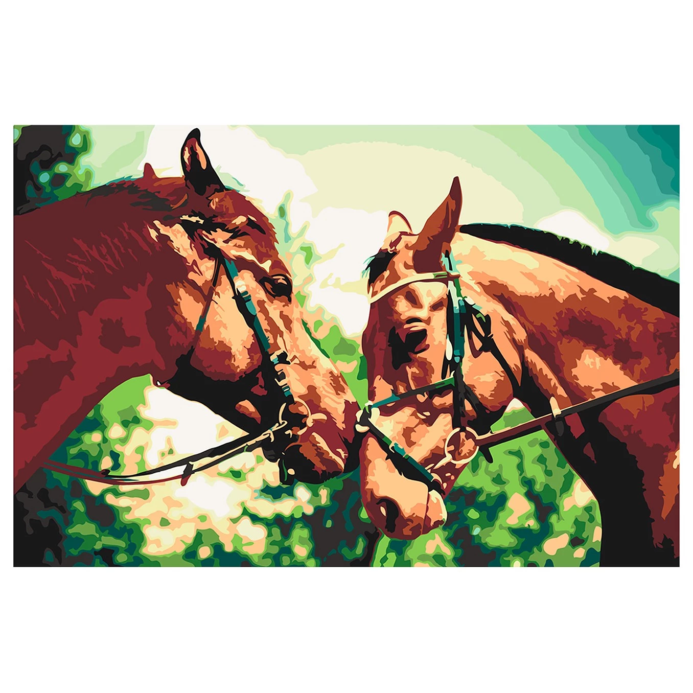 Artgeist Peinture par numéro - Chevaux - Toile - Vert