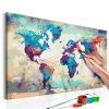 Artgeist Peinture par numéro - Carte du monde II - Toile - Multicolore