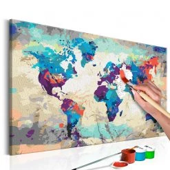Artgeist Peinture par numéro - Carte du monde II - Toile - Multicolore