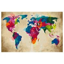 Artgeist Peinture par numéro - Carte du monde V - Toile - Multicolore