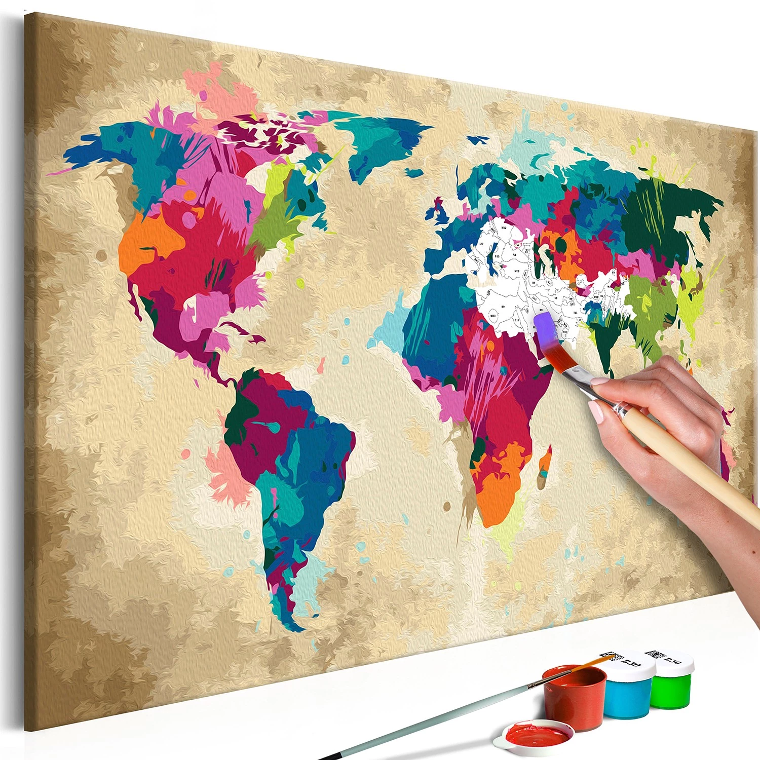 Artgeist Peinture par numéro - Carte du monde V - Toile - Multicolore – Image 3