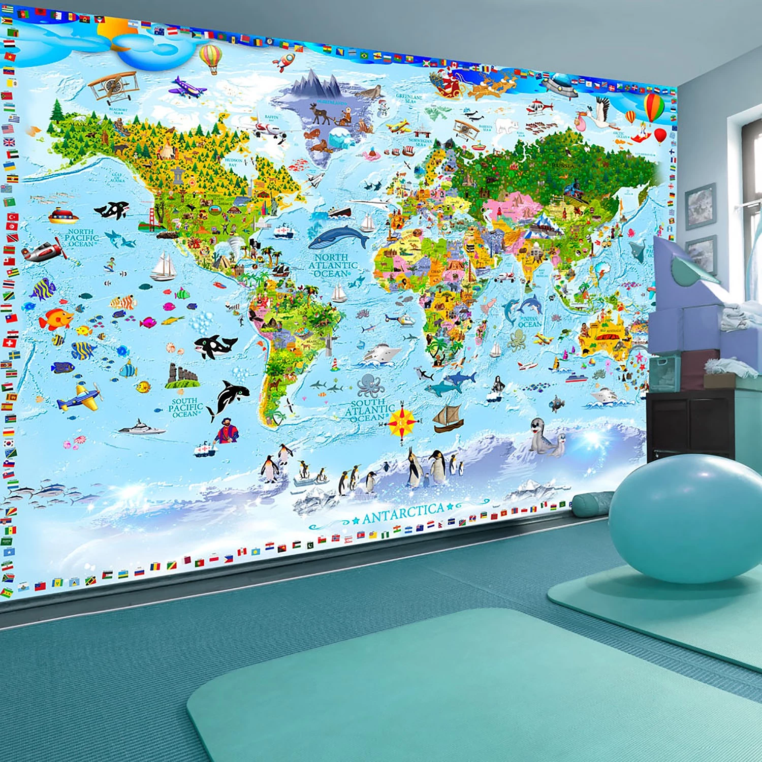 Artgeist Papier peint en intissé World Map Kids - Papier peint en intissé premium - Multicolore - 100 x 70 cm – Image 3