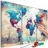 Artgeist Peinture par numéro - World Map - Toile - Multicolore