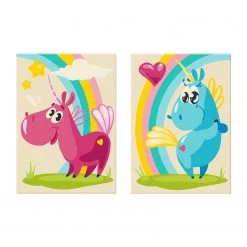 Artgeist Peinture par numéro - Jolies licornes - Toile - Jaune