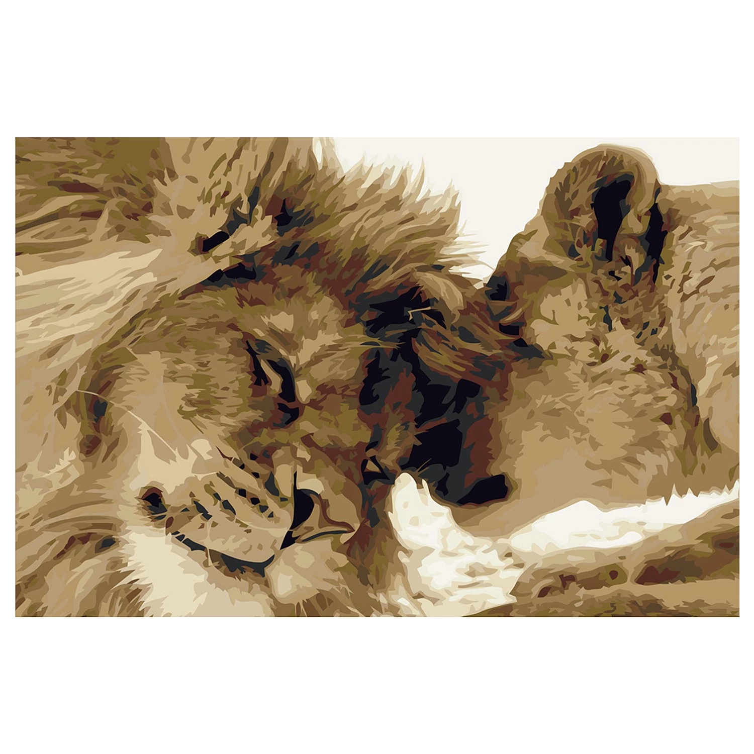 Artgeist Peinture par numéro - Couple de lions - Toile - Blanc