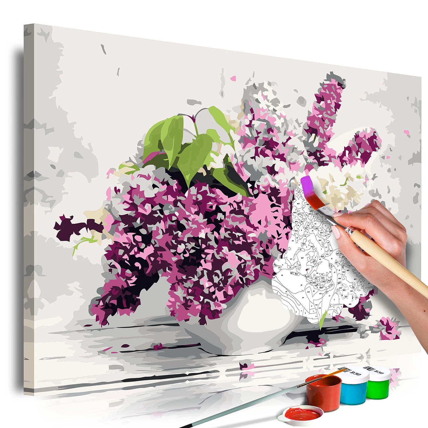 Artgeist Peinture par numéro - Vase and Flowers - Toile - Blanc – Image 3