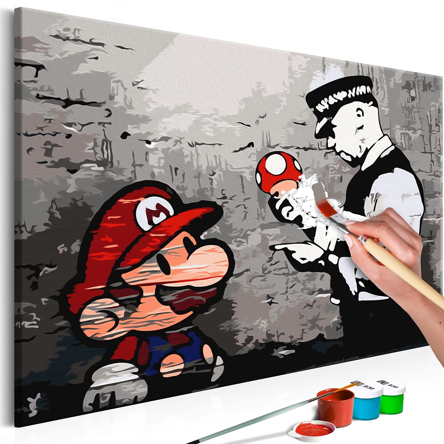 Artgeist Peinture par numéro - Mario (Bansky) - Toile - Rouge – Image 3