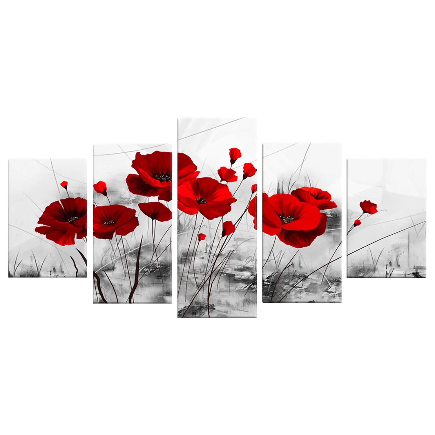 Artgeist Tableau déco Coquelicots - Toile - Rouge - 100 x 50 cm