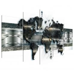 Artgeist Tableau déco Metal World Map - Toile - Blanc - 200 x 100 cm