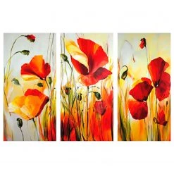 Artgeist Tableau déco Prairie rouge - Toile - Beige