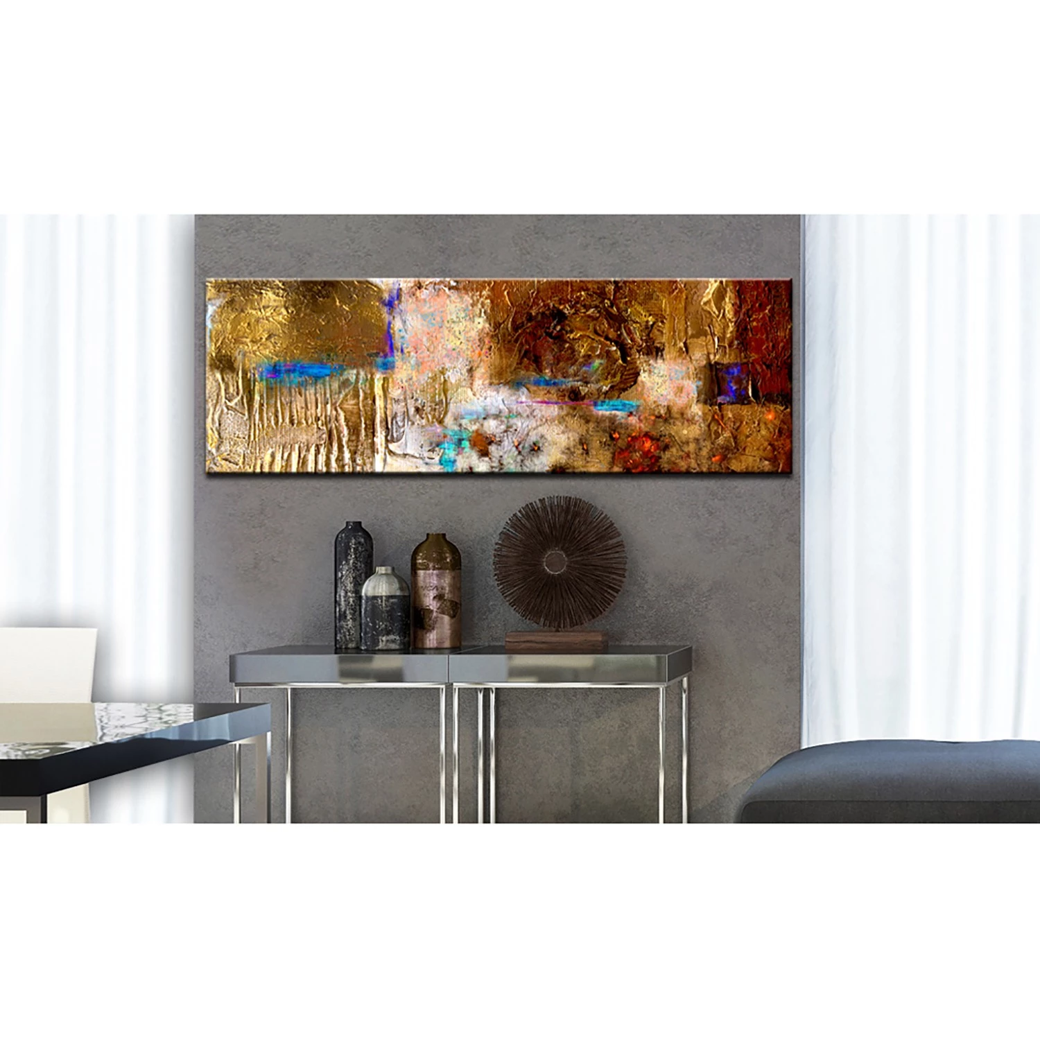 Artgeist Tableau déco Golden Structure - Toile - 120 x 40 cm – Image 2