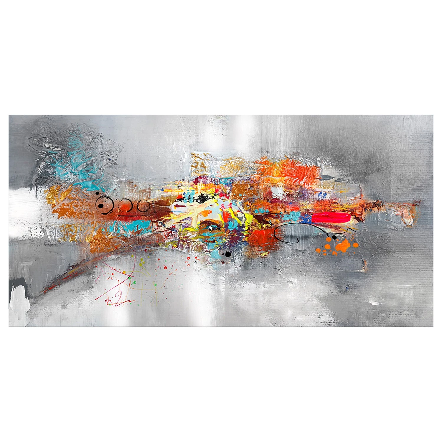 Artgeist Tableau déco Dominant Wide - Toile - Gris - 120 x 60 cm