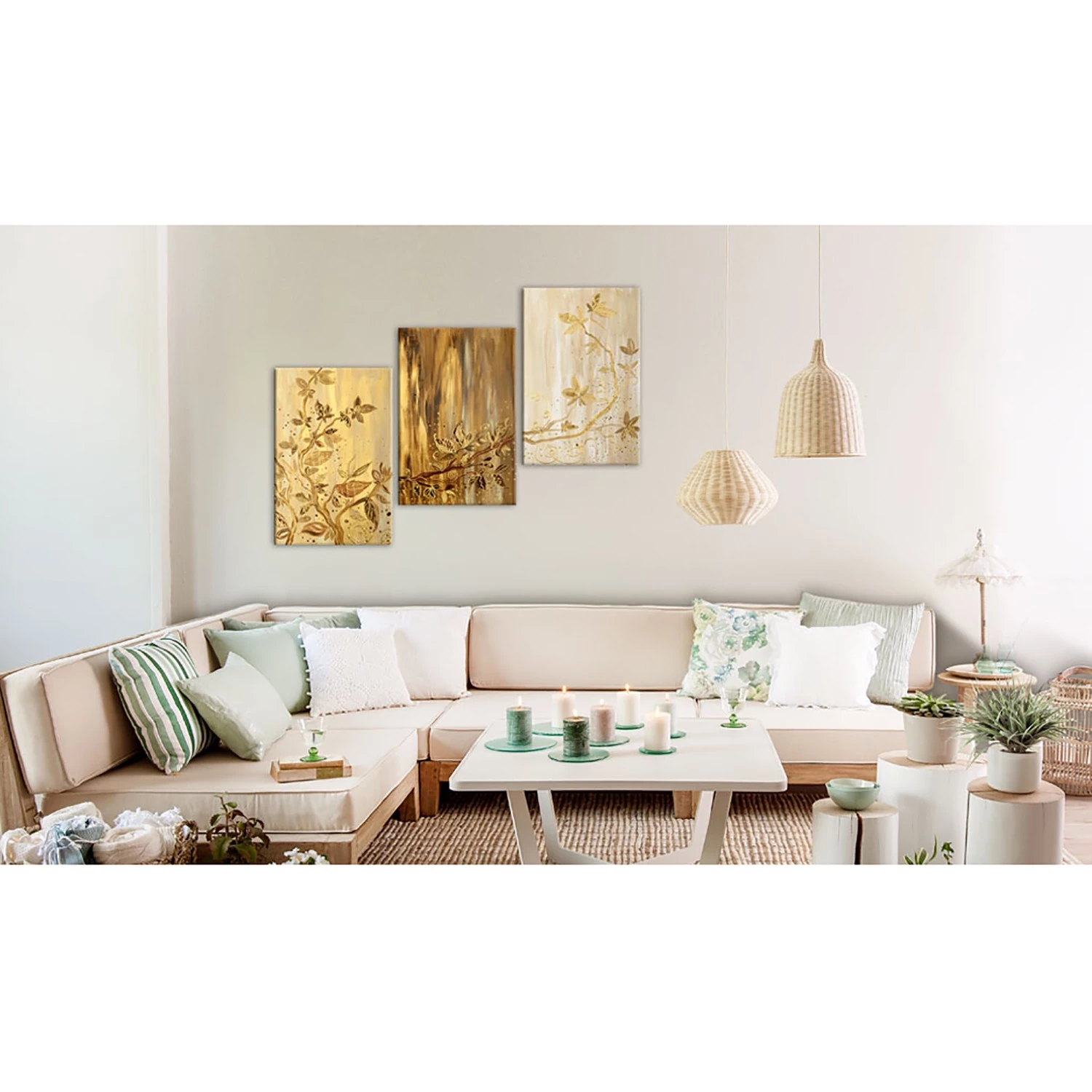 Artgeist Tableau déco Feuille dorée - Toile - Doré – Image 2