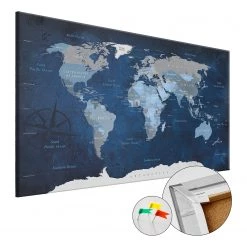 Artgeist Tableau déco en liège Dark Blue World - Liège - bleu - 120 x 80 cm