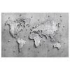 Bilderwelten Tableau magnétique Carte du monde béton - Acier / Film vinyle - Gris - 90 x 60 cm